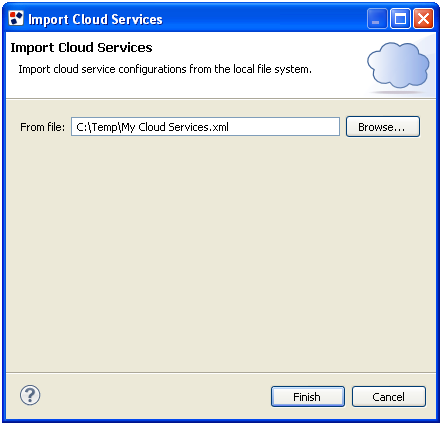 Import Cloud Services dialog