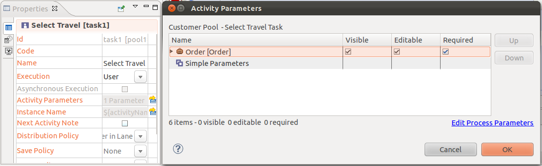Set the Select travel Task parameters