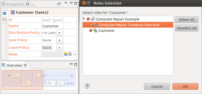 Define the Roles that can act as Customer in the Computer Repair Process Model