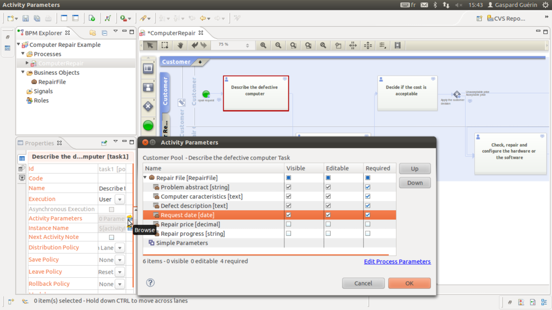 Set the Describe the defective computer Task parameters