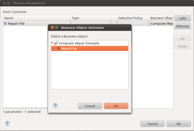 Add the repair File process parameter