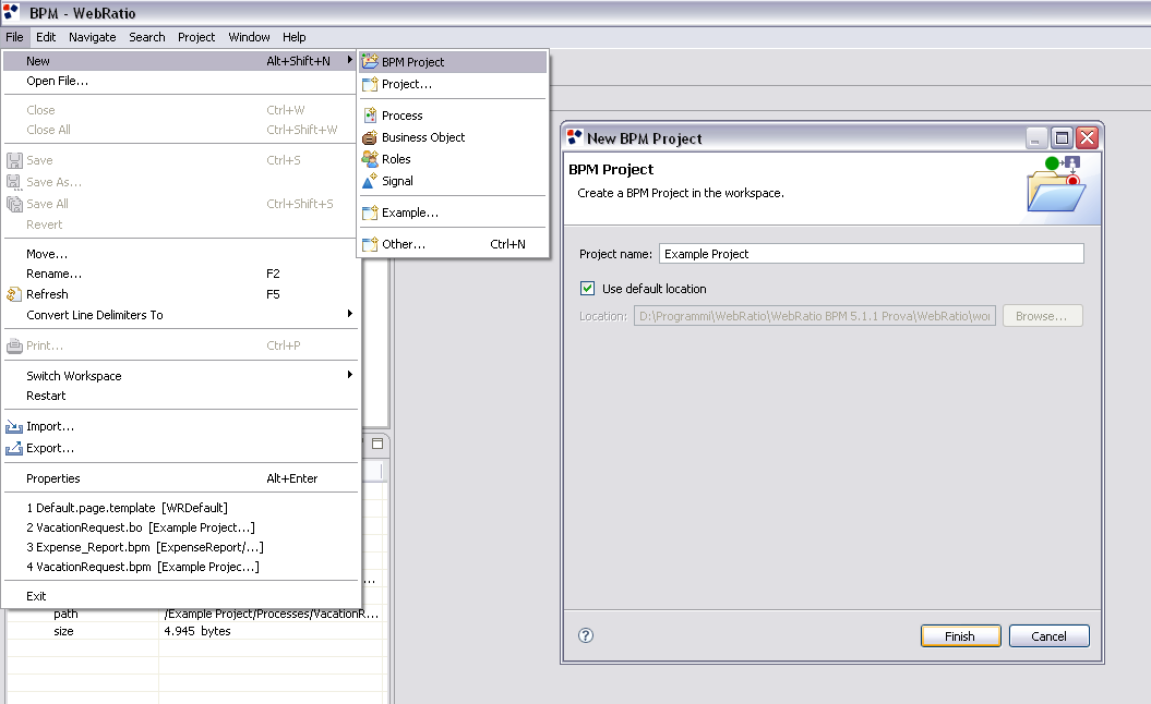 Create the New "Example" Project Create the New "Example" Project