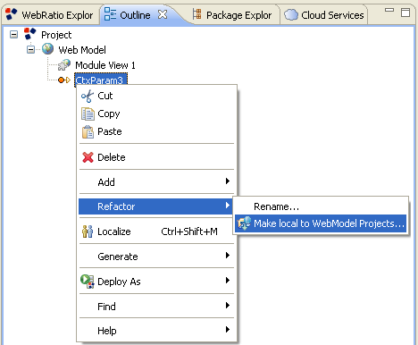 Make Context Parameter local to WebModel Projects