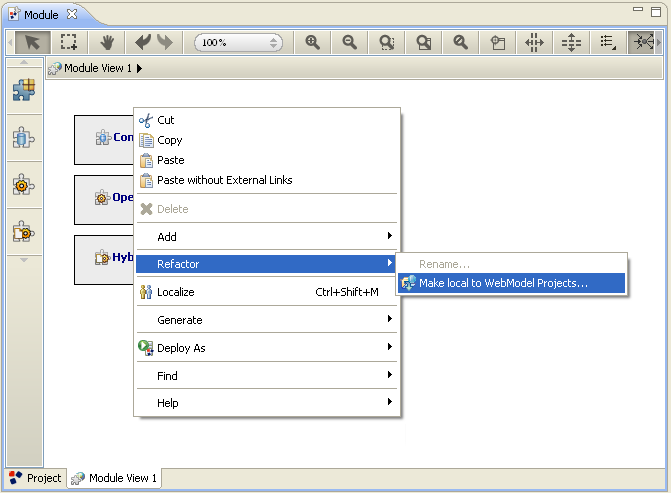 Make modules local to WebModel Projects