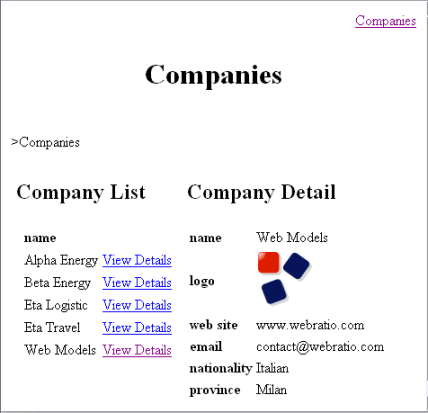 The generated Web application
