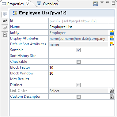 The Properties View of the Power Index Unit