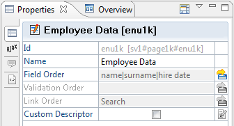 The Properties View of the Entry Unit