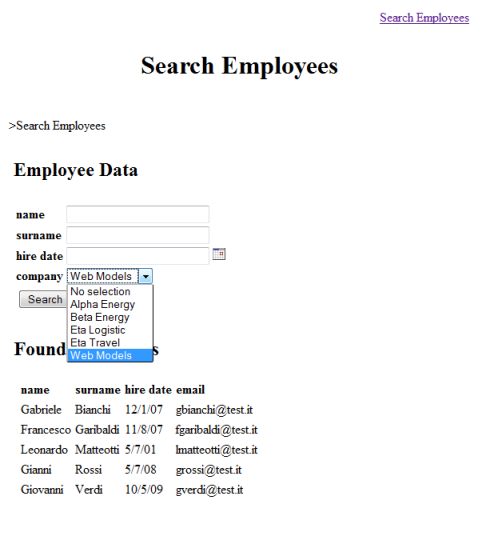 The generated Web application