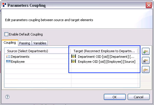 Input configuration of the Reconnect Unit with a relationship item