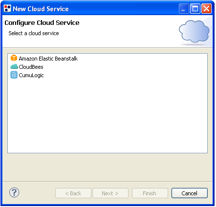 New Cloud Service dialog