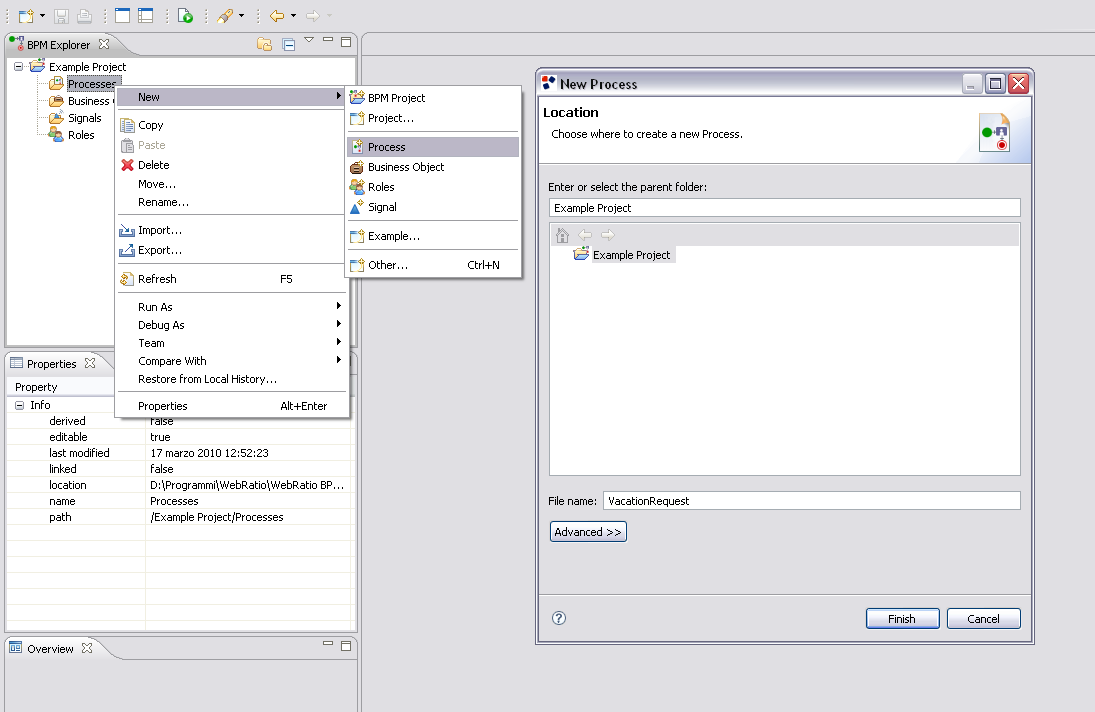 Create a new Process Model Create a new Process Model