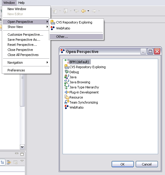 Open BPM Perspective Open BPM Perspective