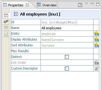The Properties View of the Index Unit