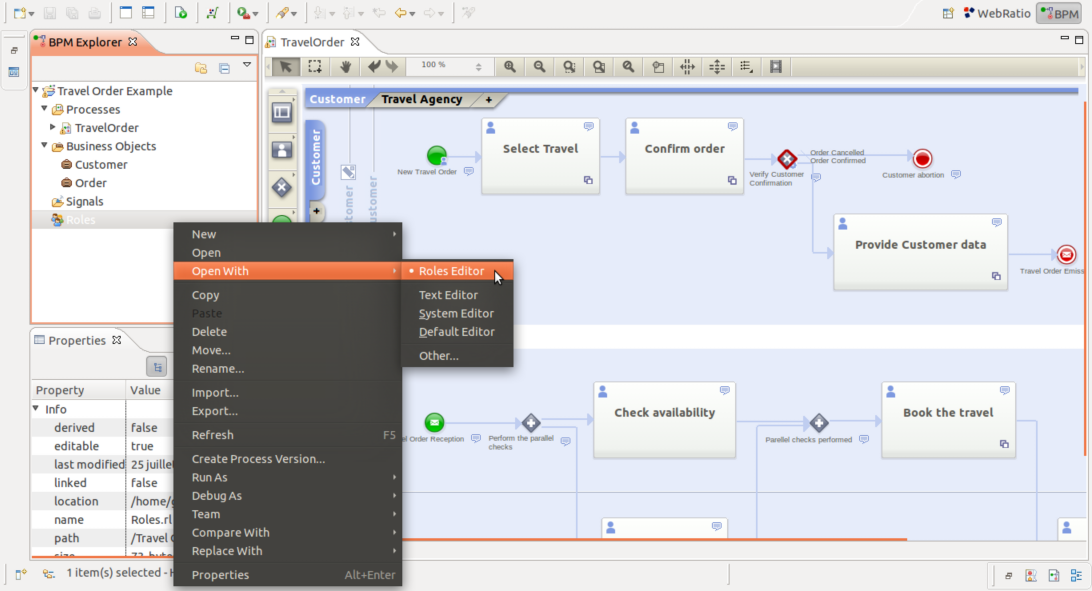 Open Roles Configuration Panel