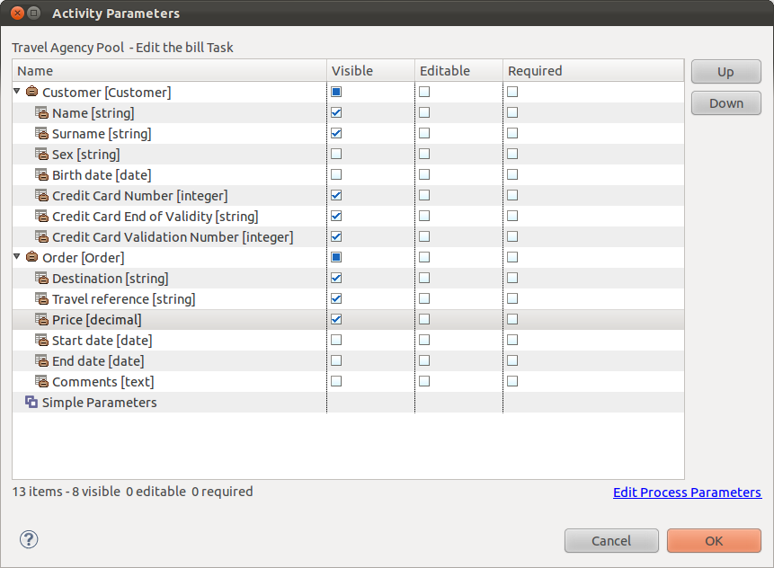 Set the Edit the bill parameters