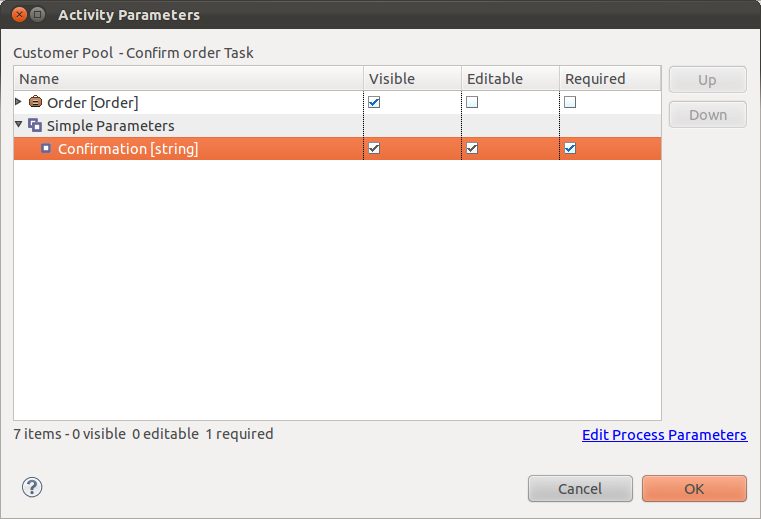 Set the Confirm Order Task parameters