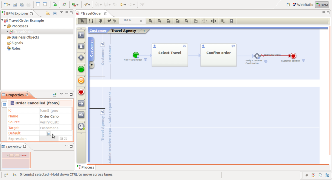 Add a Flow Connector representing the case in which the customer cancels his order Add a Flow Connector representing the case in which the customer cancels his order