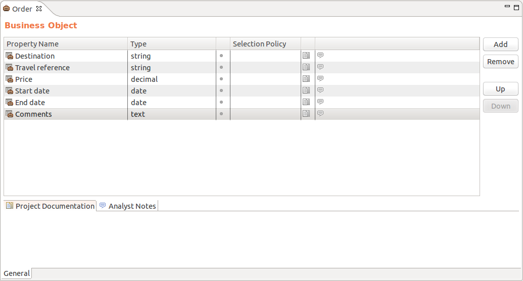 Add the properties to the Order Business Object