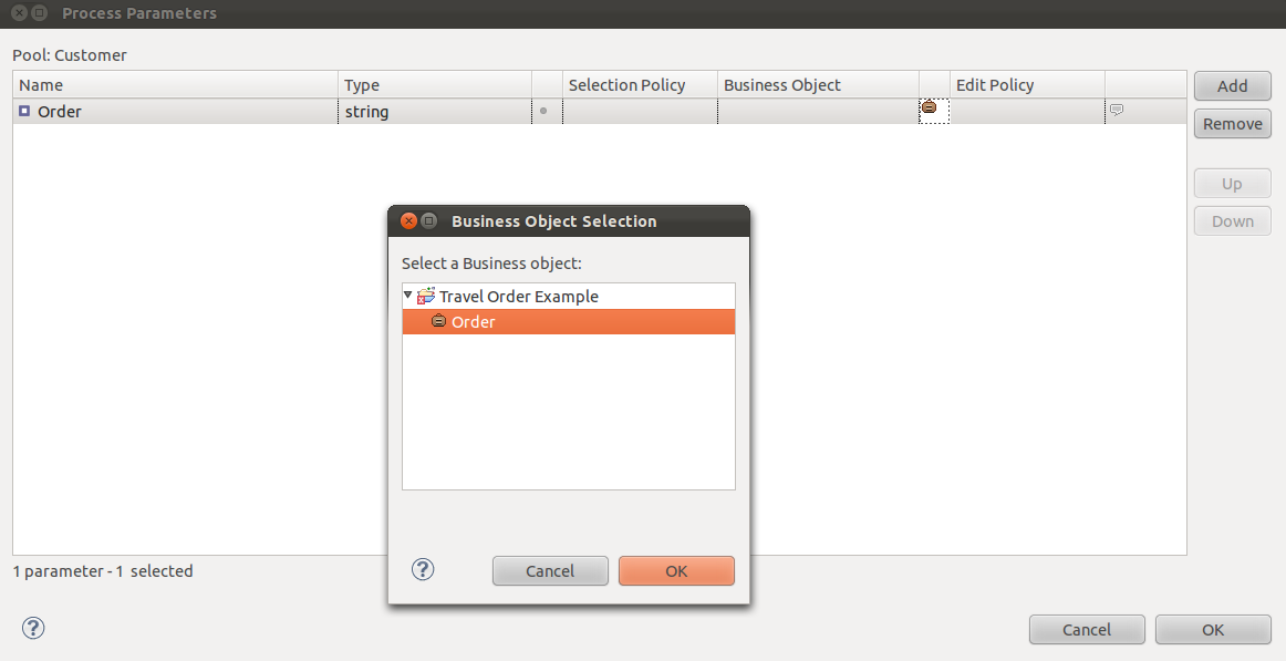 Add the Order process parameter Add the Order process parameter