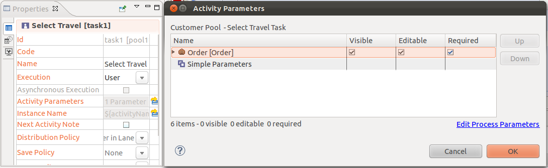 Set the Select travel Task parameters Set the Select travel Task parameters